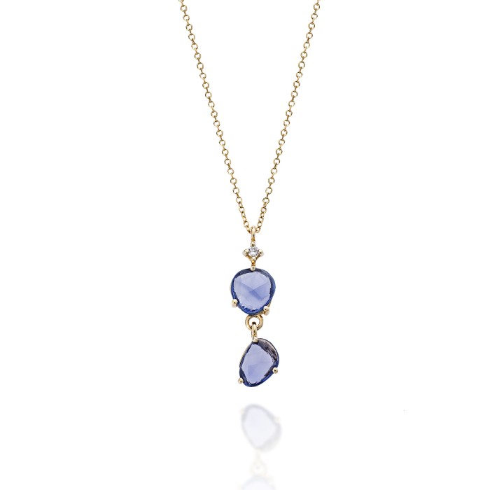Necklace Sapphires Diamonds - Pendant Sapphires Diamonds