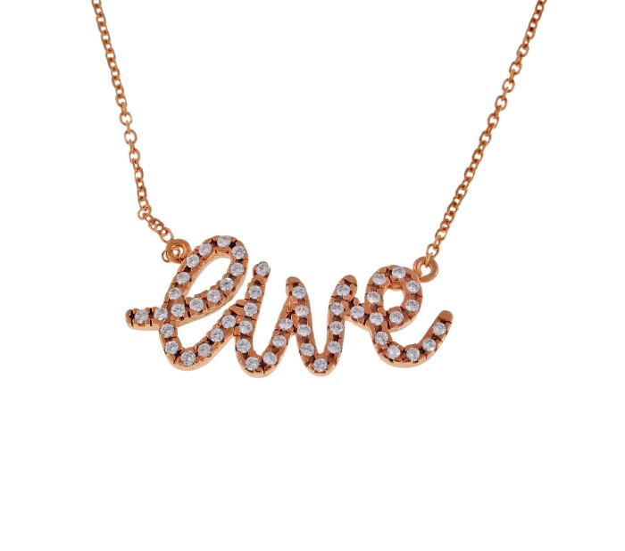 Live rose gold necklace with natural diamonds.
