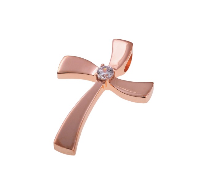 Rose gold cross with white natural diamond.