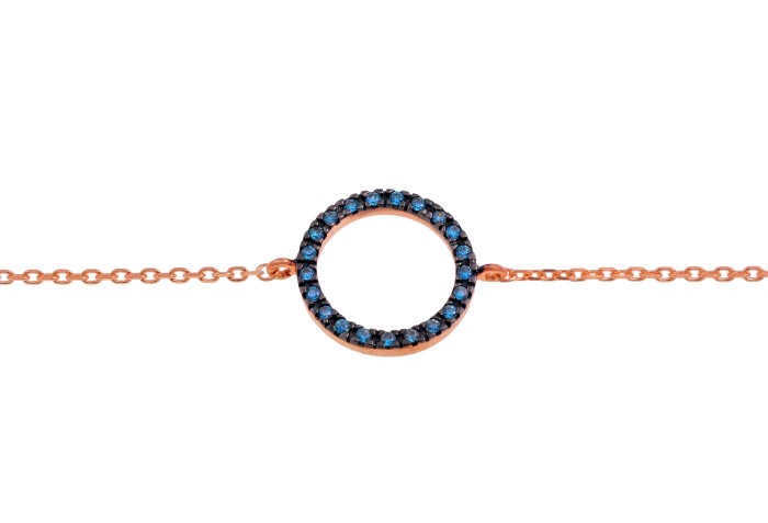 Link bracelet with blue diamonds.