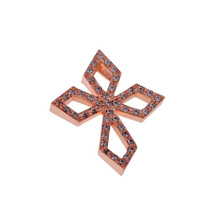Women's rose gold cross with natural white diamonds.