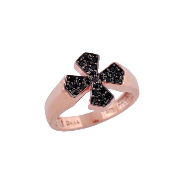 Δαχτυλίδι ροζ χρυσο με μαύρα φυσικά διαμάντια