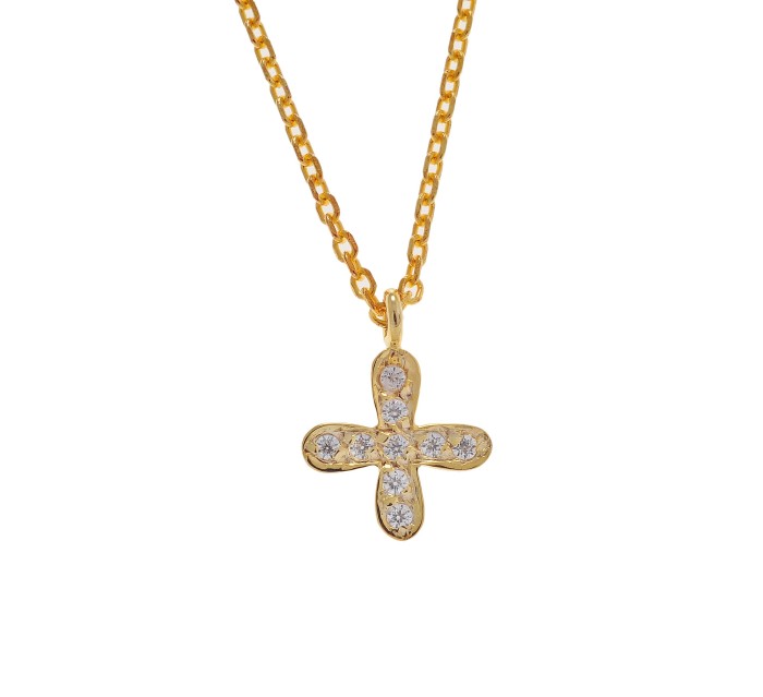 Cross mini gold with diamonds.