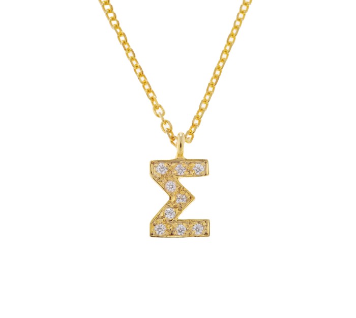 Monogram necklace with diamonds.