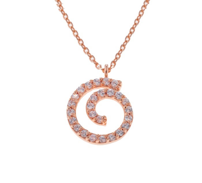Snail necklace rose gold diamonds.