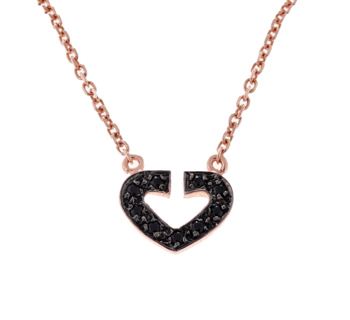 Heart necklace, rose gold with diamonds.