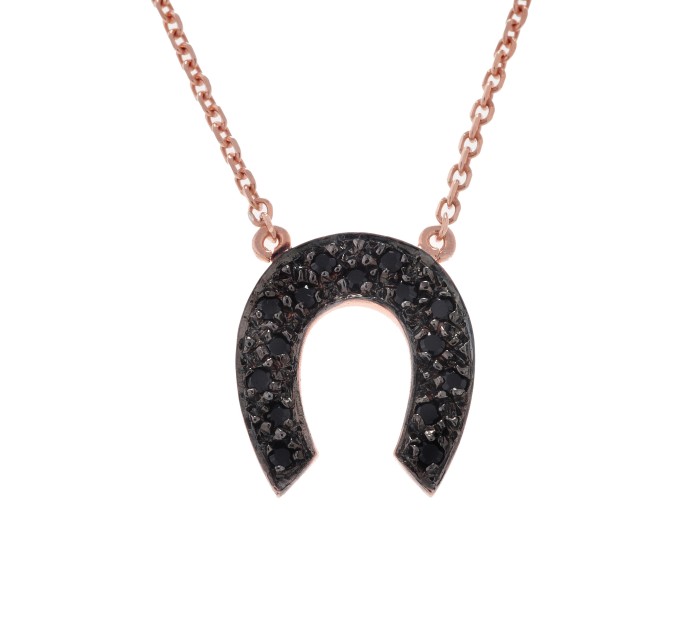 Horseshoe necklace with diamonds.