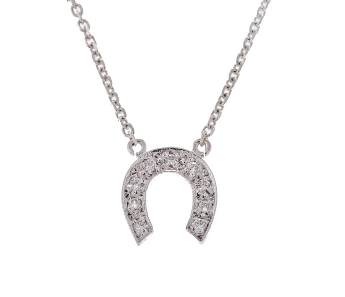 Horseshoe necklace with natural diamonds.