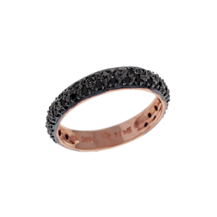 Δαχτυλίδι σειρέ, ροζχρυσό, με μαύρα φυσικά διαμάντια.