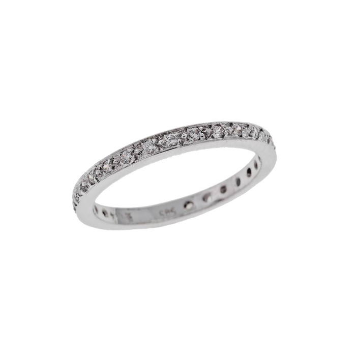 White gold ring with white natural diamonds